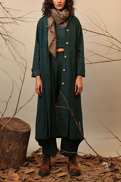 Green cotton trench jacket