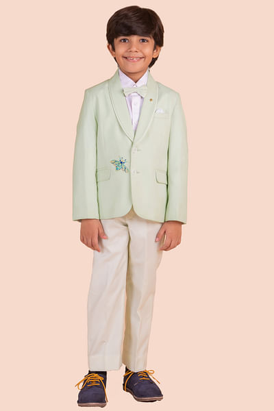 Green dragonfly embroidered blazer