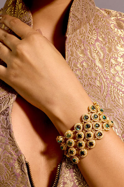 Green emerald stone embellished bracelet