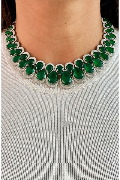 Green emerald Swarovski necklace set