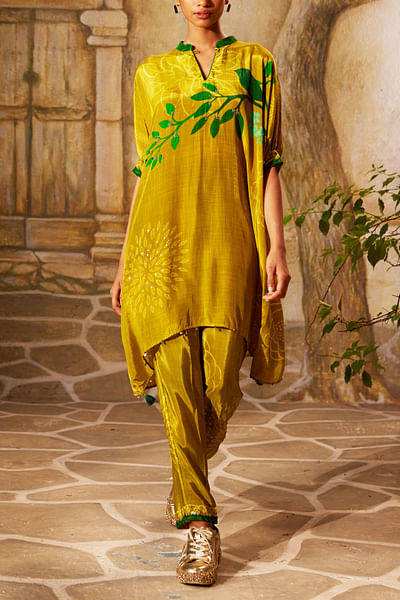 Green floral and leaf printed co-ords