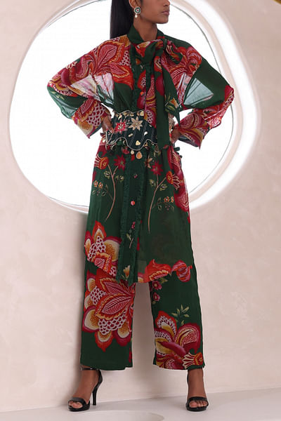 Green floral print co-ords