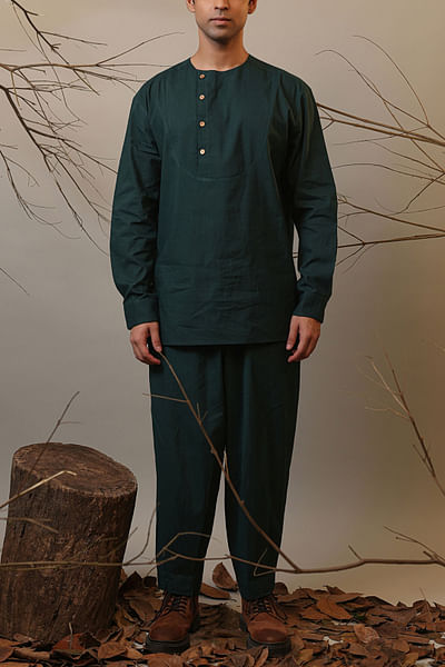 Green handspun short kurta