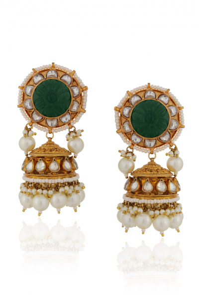 Green jadtar jhumkas