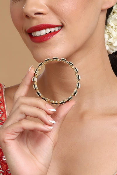 Green kundan and meenakari bangle