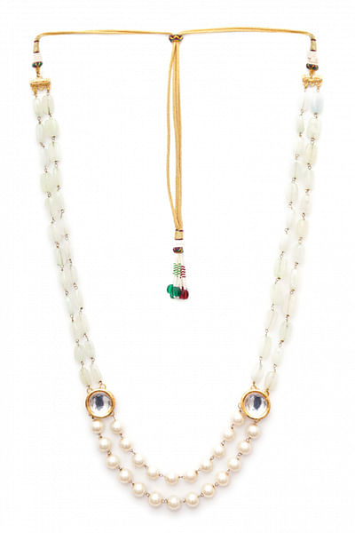 Green kundan and pearl layered necklace