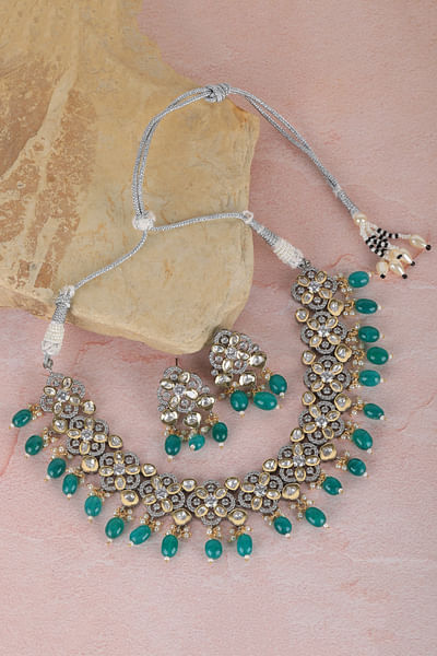 Green kundan choker necklace set
