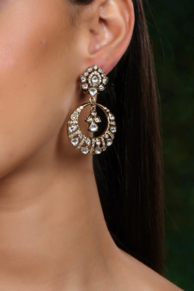 Gold kundan chandbalis