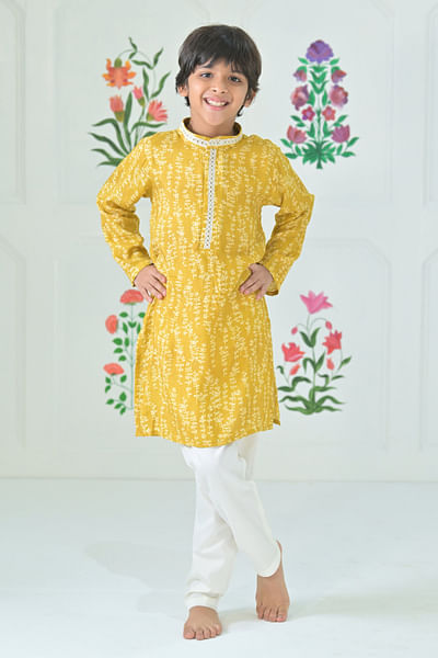 Green leaf printed kurta set