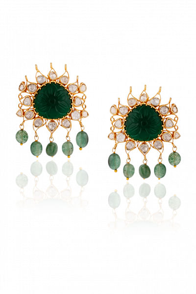 Green moissanite stone earrings