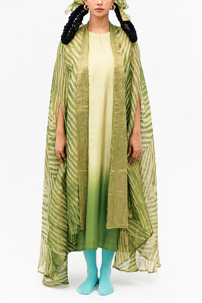 Green ombre silk dress