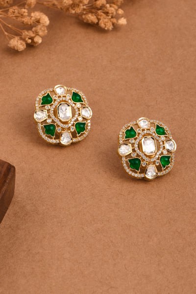 Green polki and stone studs