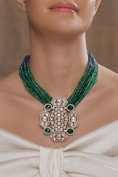 Green polki pendant necklace