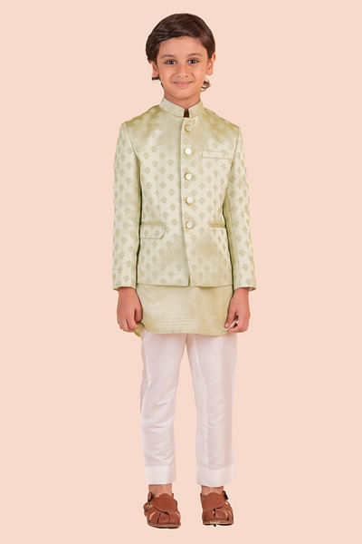Green printed jodhpuri set