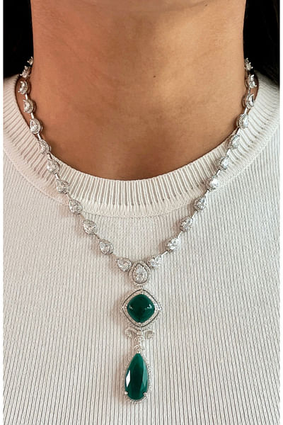 Green Swarovski diamond necklace