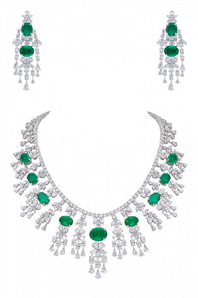 Green Swarovski zirconia necklace set