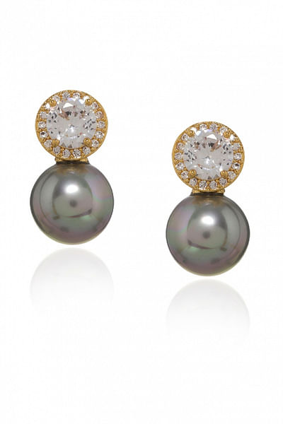 Grey American diamond stud drop earrings