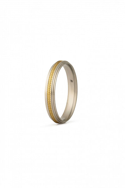 Grey and yellow gold plated bangle