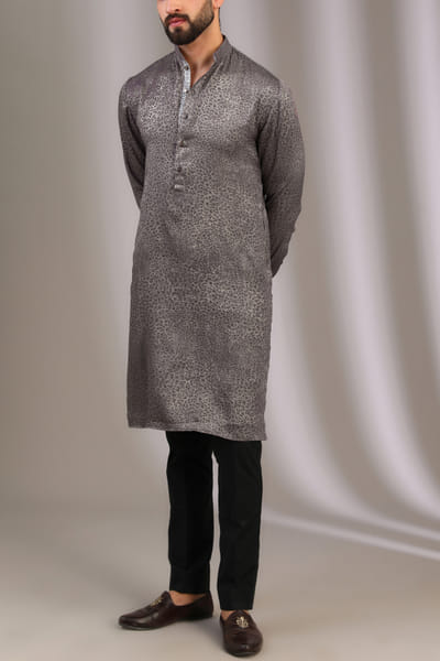 Grey artsy printed kurta set