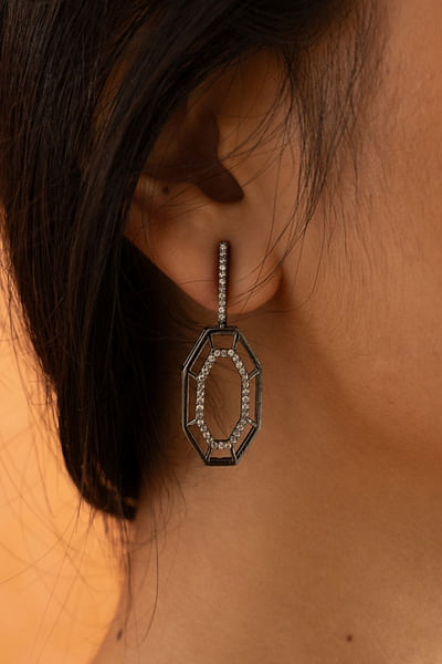 Grey cubic zirconia drop earrings