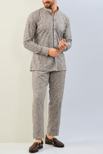 Grey floral embroidered co-ords