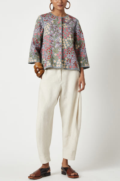 Grey floral embroidered jacket