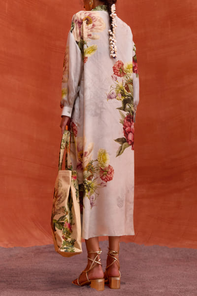 Kalista Grey floral printed shirt dress KTAMAY24D112