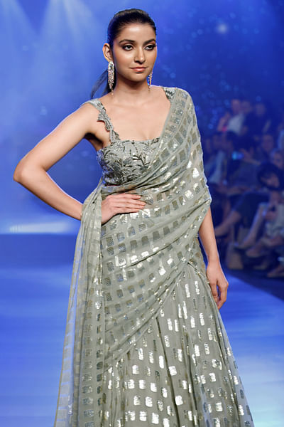 Grey sequin embroidered lehenga set