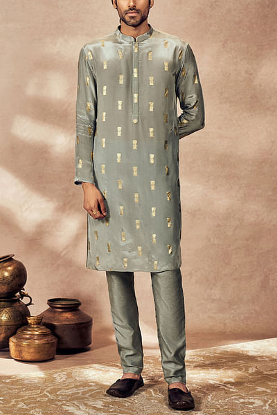 Grey timber tribe foil printed kurta set