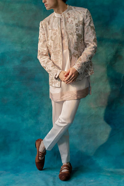 Greyish lilac pintuck kurta set