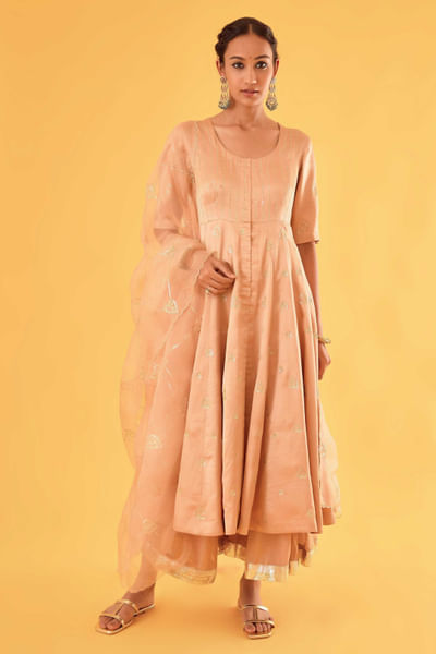Halka badami sitara embroidered anarkali set