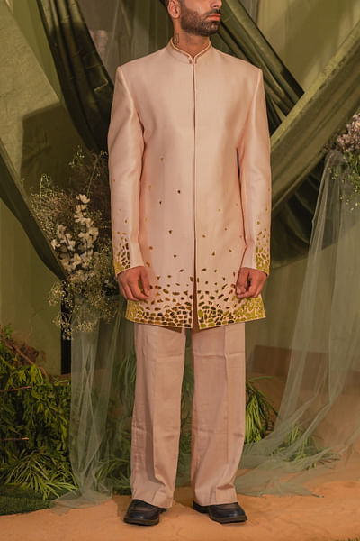 Heather pink embellished jacket set