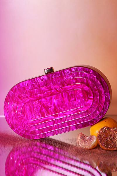 Hot pink 3D marbel clutch