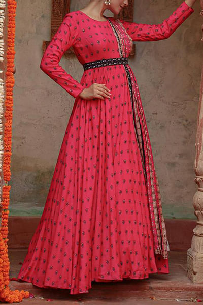 Hot pink anarkali set