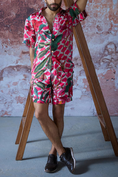 Hot pink floral printed co-ords