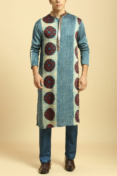 Indigo blue ajrakh printed kurta set