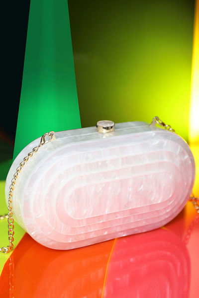 Ivory 3D marbel clutch