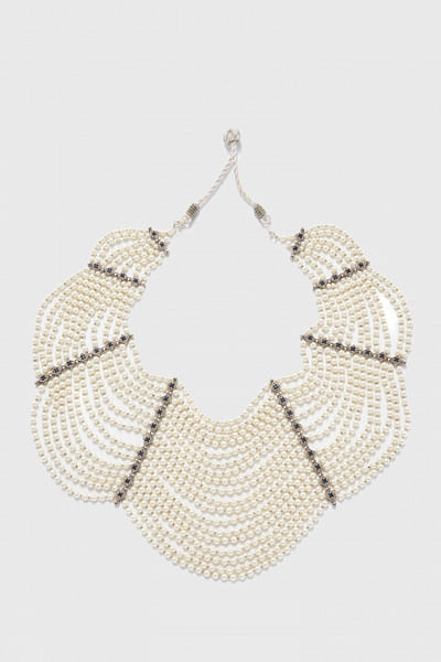 Ivory and black Swarovski pearl necklace