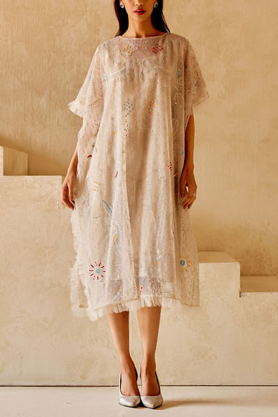 Ivory art déco embroidered dress