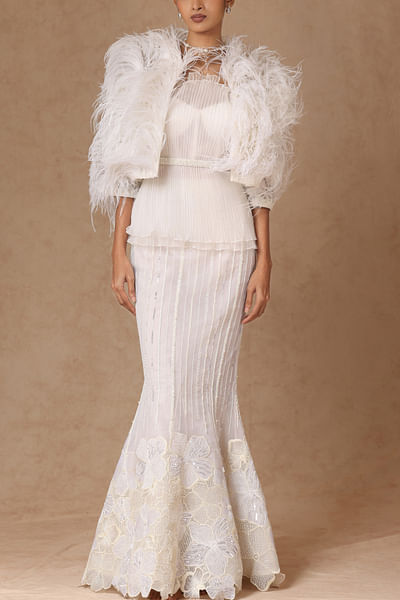 Ivory cabbage-style pleated top