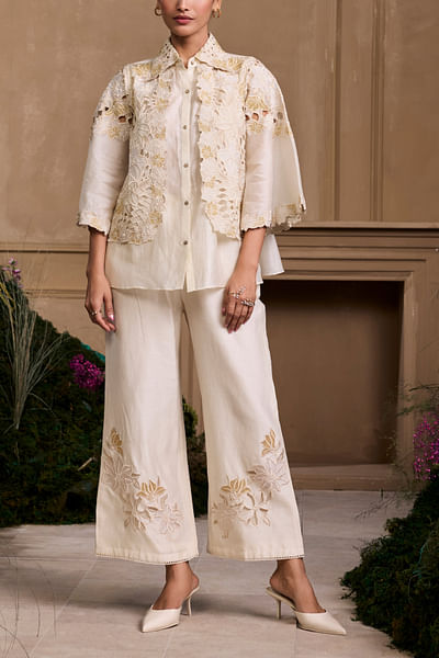 Ivory chanderi pants