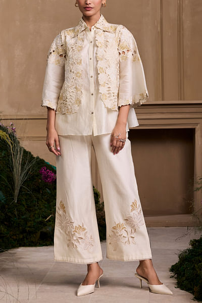 Ivory chanderi shirt