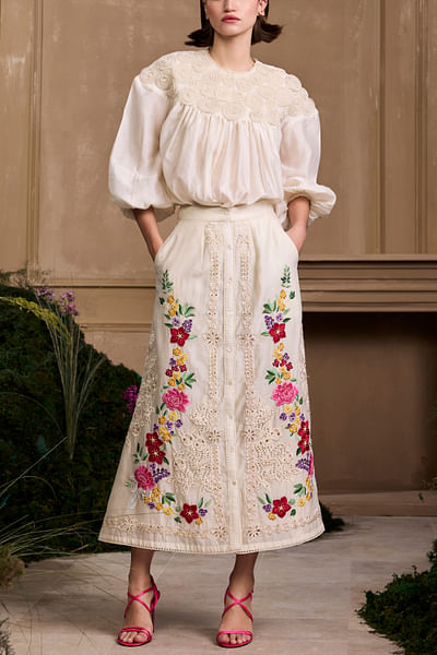 Ivory chanderi top