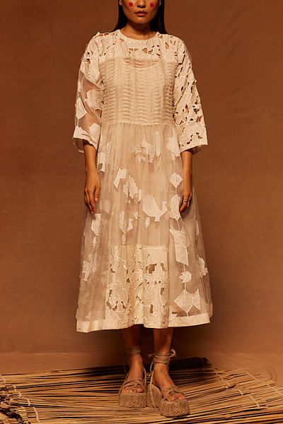 Ivory cutwork embroidered dress