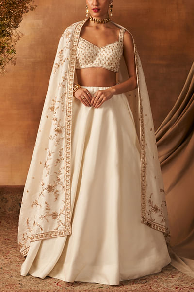 Ivory dabka embroidered lehenga set