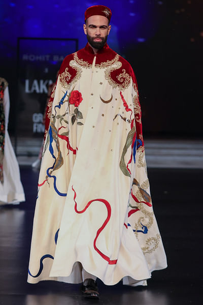Ivory dori hand embroidered cape