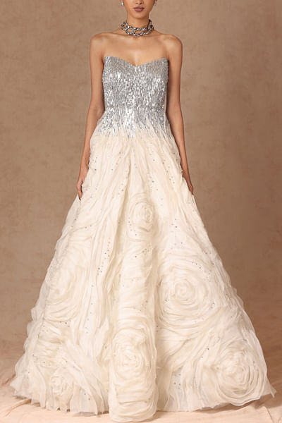 Ivory embellished gown
