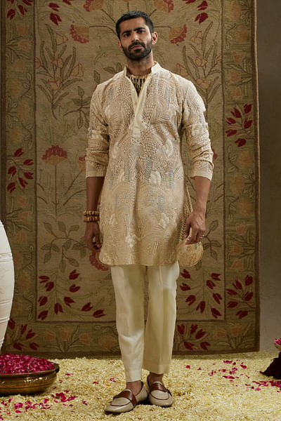 Ivory embellished kurta set