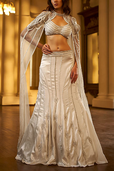 Ivory embellished lehenga set