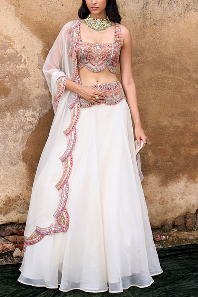 Ivory embellished lehenga set